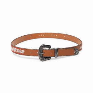 Leatherlook cowboyriem - BROWN - 85