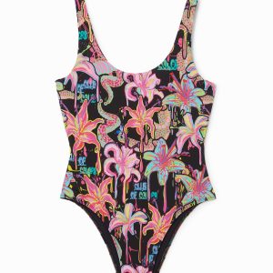 Body met bloemenprint - BLACK - L