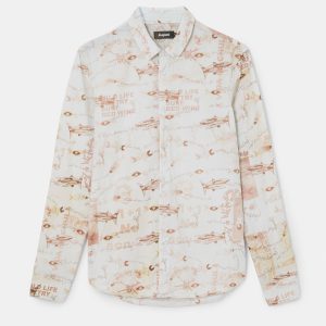 Overhemd van popelinekatoen met print - WHITE - M
