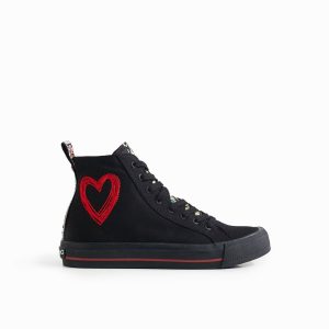 Hoge sneakers met borduursel - BLACK - 38