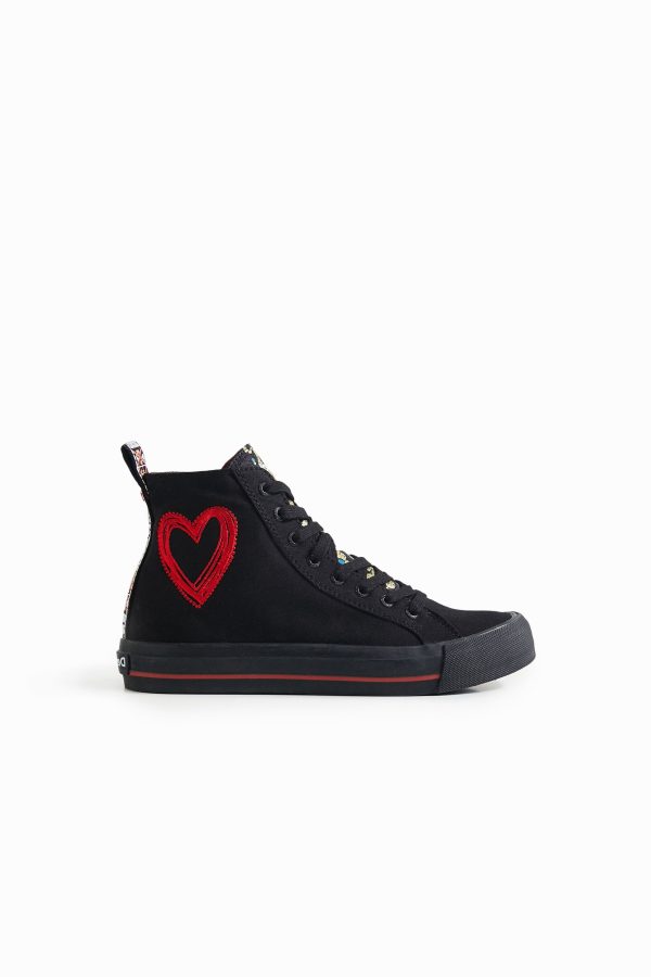 Hoge sneakers met borduursel - BLACK - 36