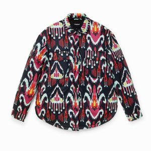 Gewatteerd overhemd met print - BLACK - M