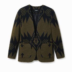 Slim fit blazer met print - BLUE - XL