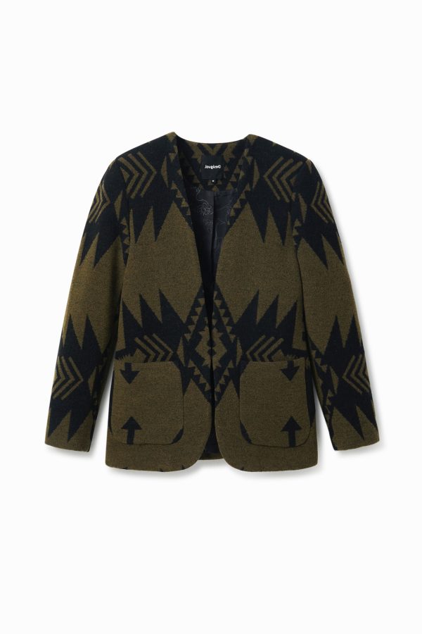 Slim fit blazer met print - BLUE - M
