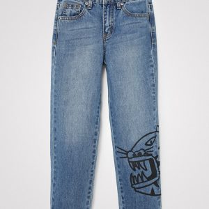 Rechte jeans met tijger - BLUE - 13/14