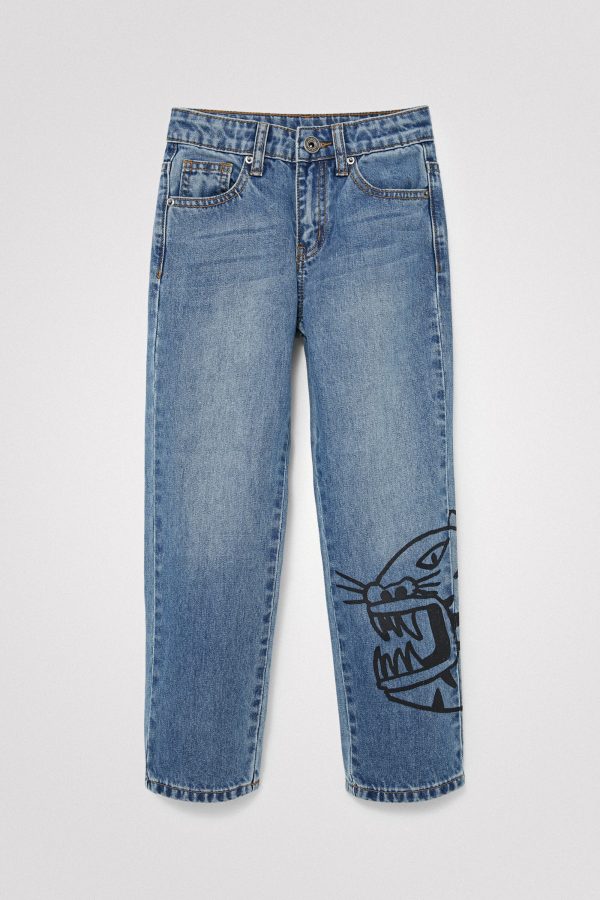 Rechte jeans met tijger - BLUE - 5/6