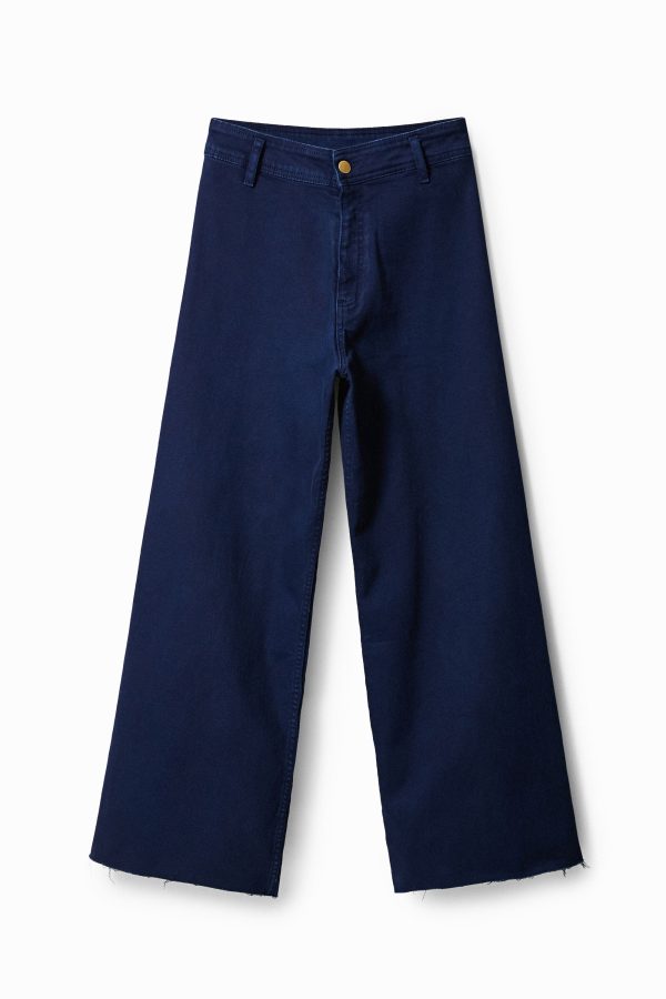 Cropped culotte jeans - BLUE - 38