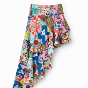 Asymmetrische rok met patchwork Johnson Hartig - MATERIAL FINISHES - S