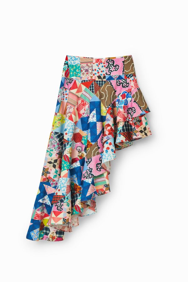 Asymmetrische rok met patchwork Johnson Hartig - MATERIAL FINISHES - S