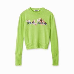 Trui met engelen - GREEN - M