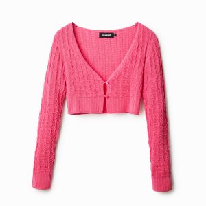 Gebreid cropped jack - RED - L