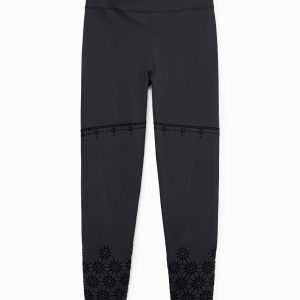 Legging met gevlokte details - BLACK - XS