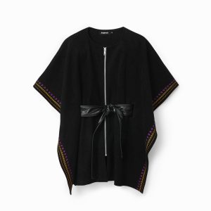 Poncho met borduursels - BLACK - U