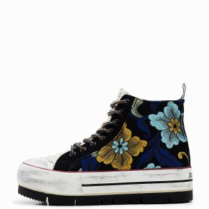 Hoge sneaker met plateauzool en jacquard - MATERIAL FINISHES - 36