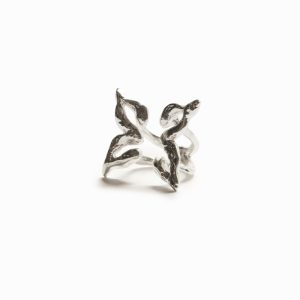 Verzilverde ring met vlinder Zalio - BLACK - L