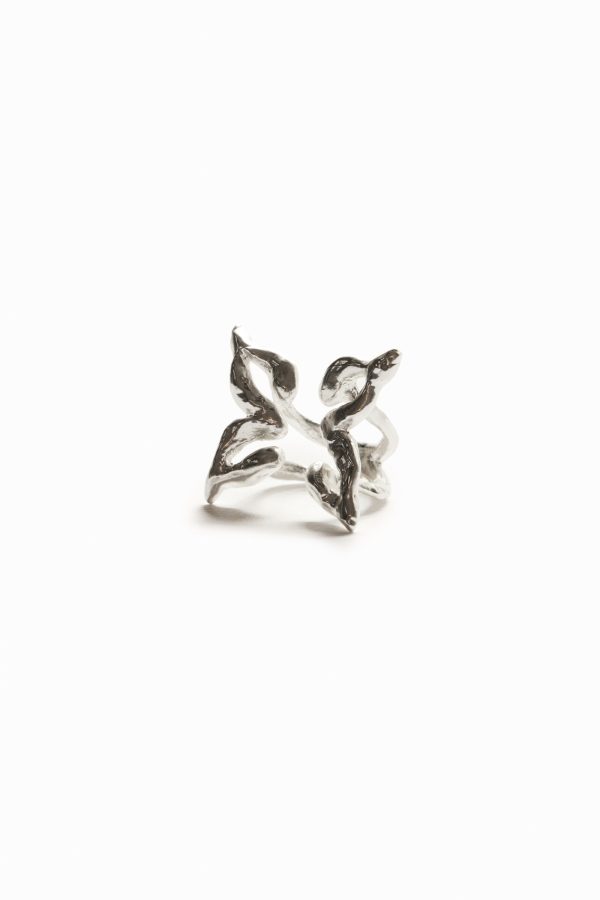Verzilverde ring met vlinder Zalio - BLACK - L