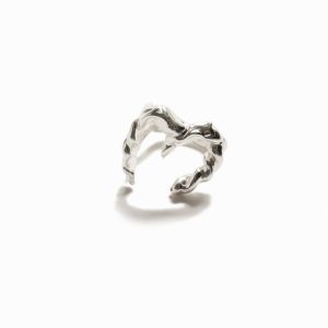 Verzilverde ring met de letter M Zalio - BLACK - L