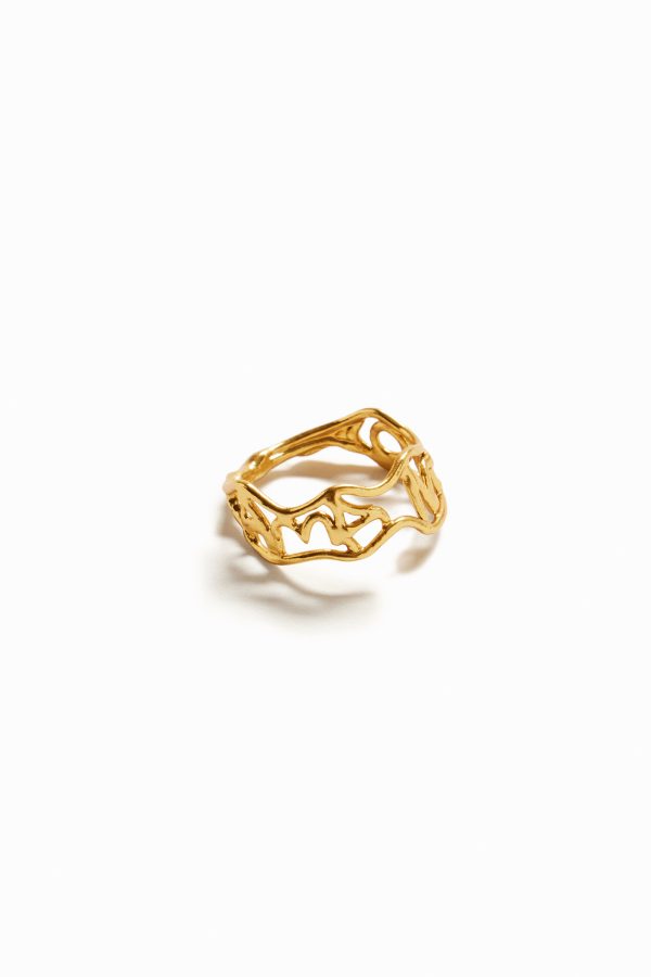 Vergulde ring met tekst Zalio - MATERIAL FINISHES - L