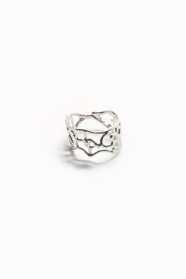 Verzilverde ring met tekst Zalio - BLACK - M