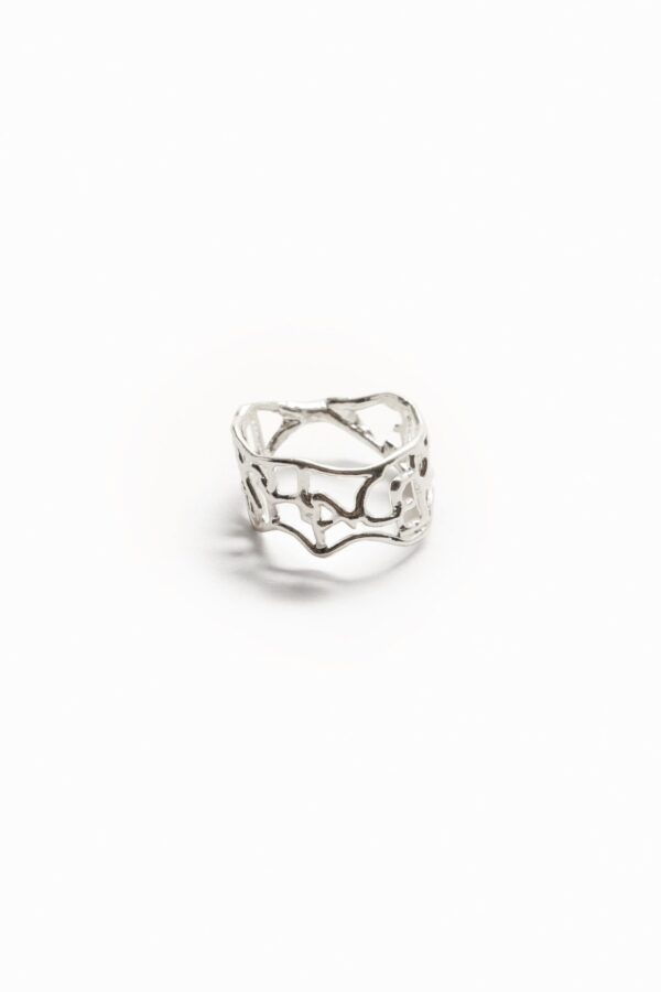 Verzilverde ring met tekst Zalio - BLACK - L