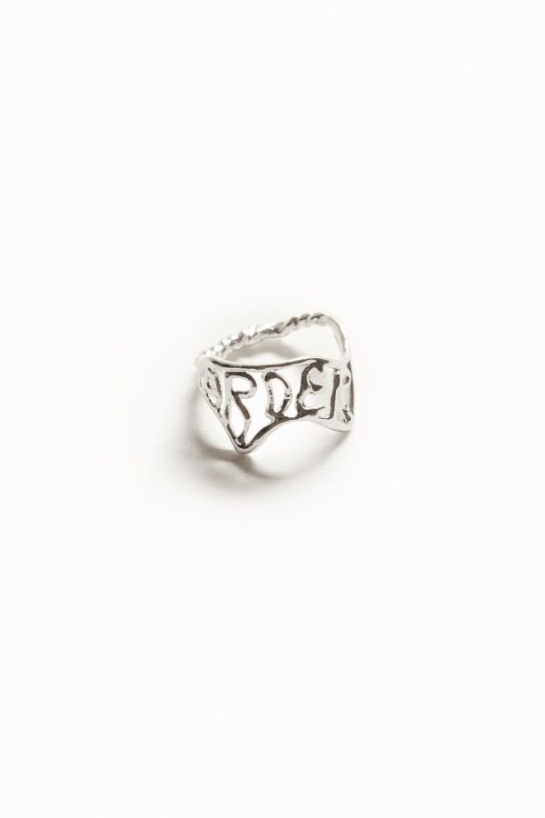 Verzilverde ring met tekst Zalio - BLACK - L