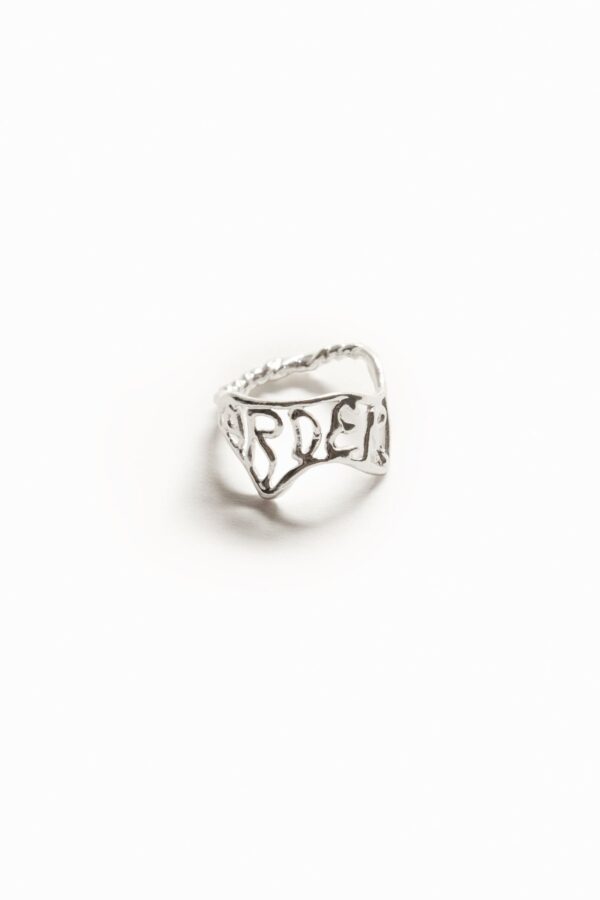 Verzilverde ring met tekst Zalio - BLACK - L