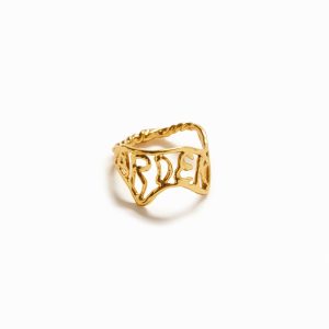Vergulde ring met tekst Zalio - MATERIAL FINISHES - L