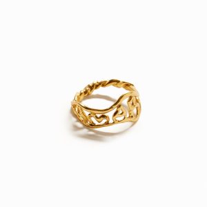 Vergulde ring met tekst Zalio - MATERIAL FINISHES - L