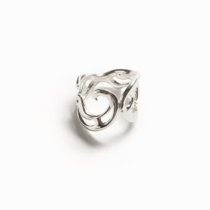 Verzilverde ring met organische vormen Zalio - BLACK - L