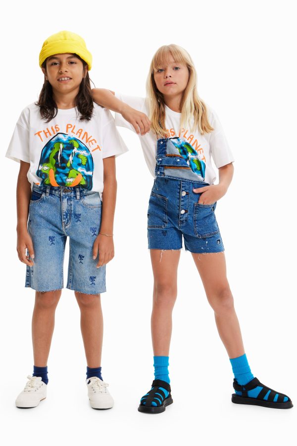 Oversized T-shirt Planet - WHITE - 7/8