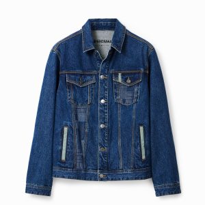 Denim truckerjack met patch - BLUE - L