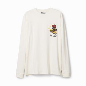 T-shirt met lange mouwen en tekening - WHITE - M