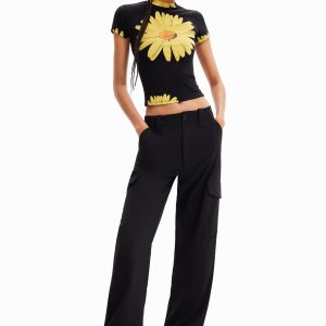 Soepelvallende cargobroek - BLACK - M