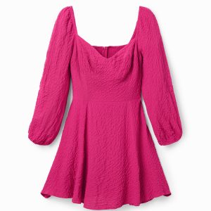 Kort wijd uitlopend slim fit jurkje - RED - M