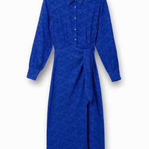 Midi-jurk met wikkelrok - BLUE - M
