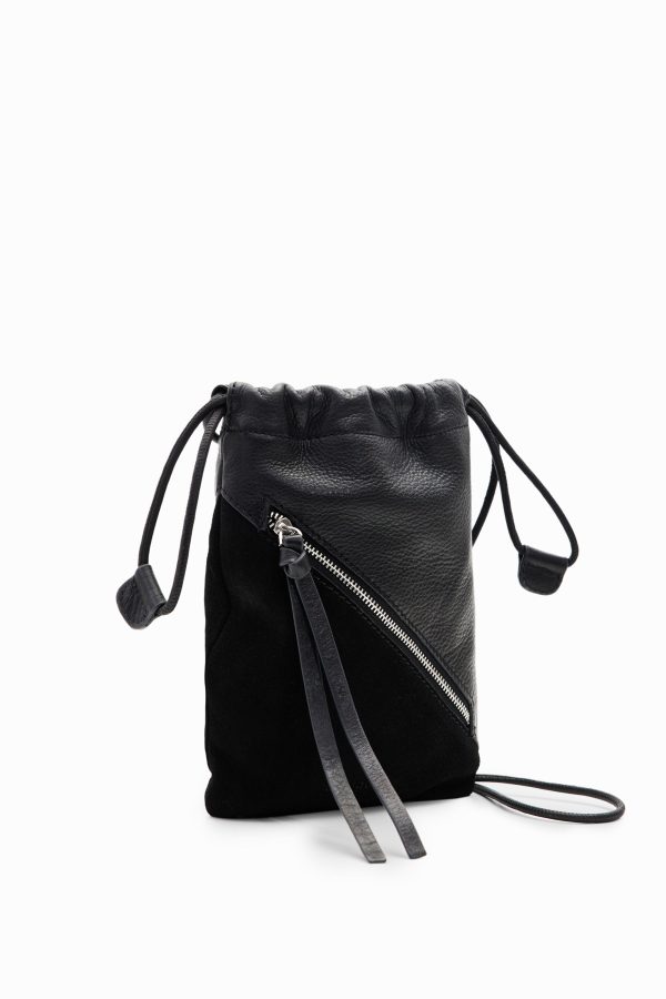 Leren portemonnee/telefoontasje - BLACK - U