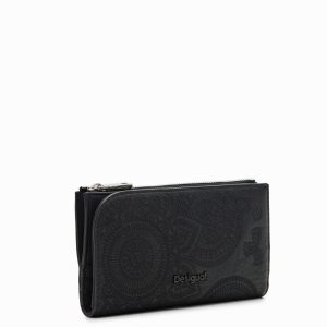 Grote portemonnee met borduursel - BLACK - U