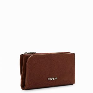 Grote portemonnee met borduursel - BROWN - U