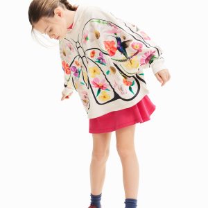 Oversized sweatshirt met vlinder - WHITE - 7/8