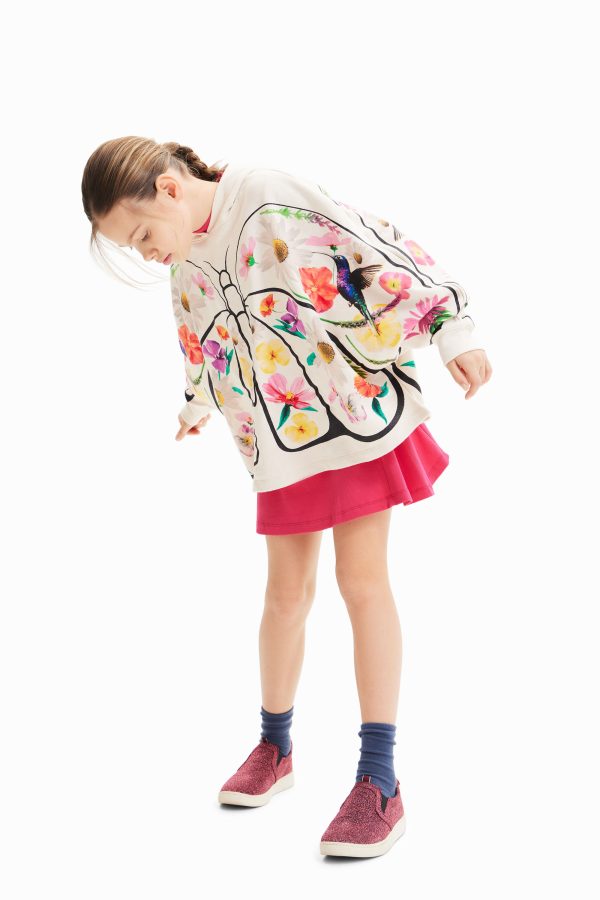 Oversized sweatshirt met vlinder - WHITE - 11/12