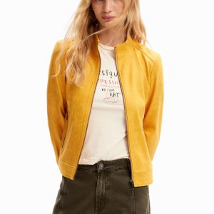 Slim fit bikerjack - YELLOW - XL