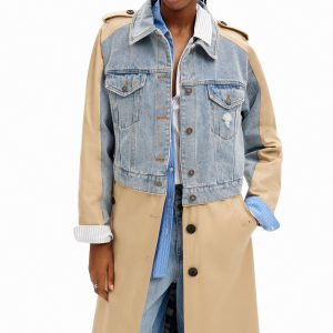 Hybride denim trenchcoat - BROWN - XL