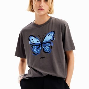 T-shirt vlinderillustratie - BLACK - S