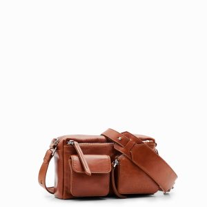 Leren schoudertas vakken S - BROWN - U