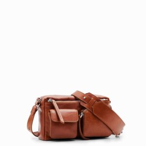 Leren schoudertas vakken S - BROWN - U