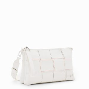 Gevlochten schoudertas stiksels M - WHITE - U