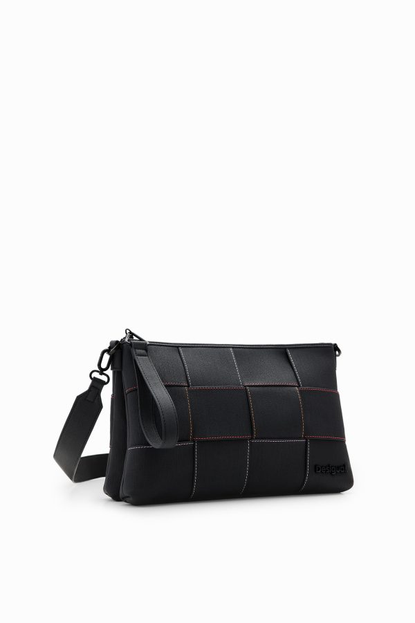 Gevlochten schoudertas stiksels M - BLACK - U