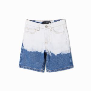 Verbleekte denim bermuda - BLUE - 3/4