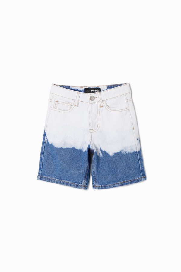 Verbleekte denim bermuda - BLUE - 3/4
