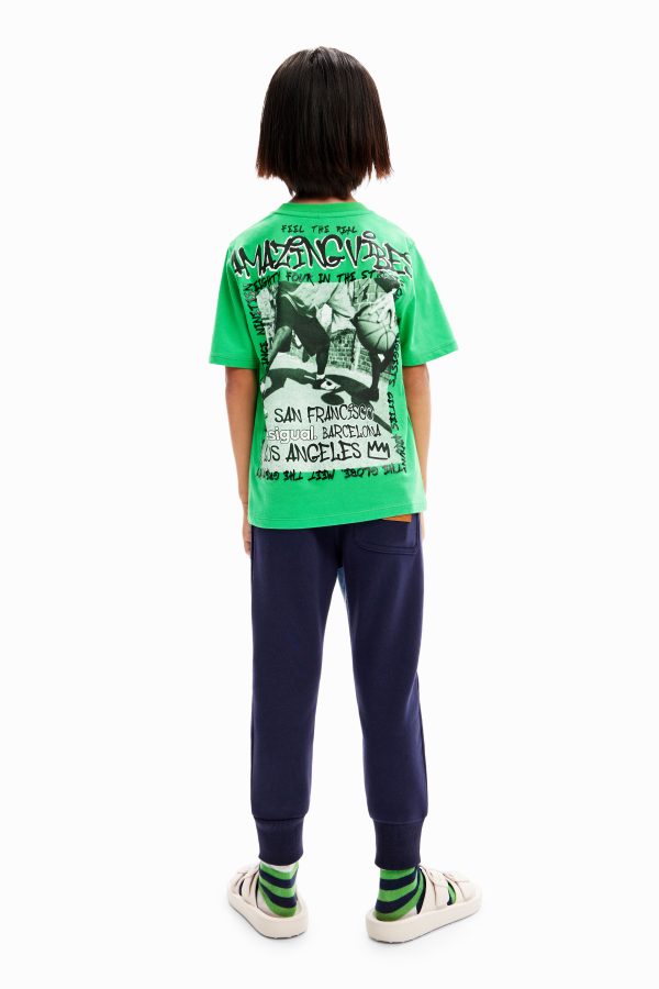 T-shirt basketbal graffiti - GREEN - 3/4